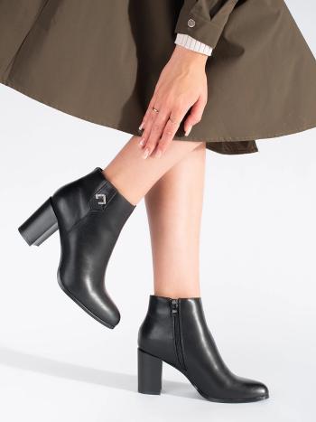 Botine moderne pentru femei, negre, pe toc plat