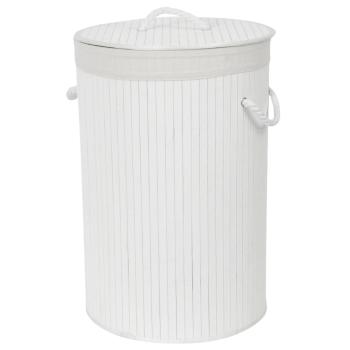 Compactor Coș pentru rufe murdare Bamboo rotund, alb, alb
