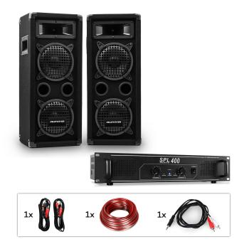 Auna Pro PW-65x22 MKII, set PA, amplificator, 2 difuzoare pasive PA, set cabluri