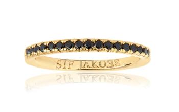 Sif Jakobs Inel placat cu aur cu zirconii cubice negre Ellera SJ-R2869-BK-YG 50 mm