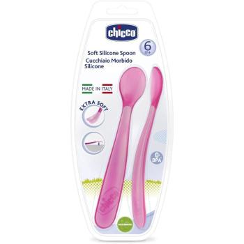 Chicco Soft Silicone linguriță 6m+ Pink 2 buc