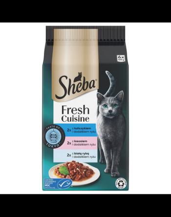 Pliculete SHEBA Fresh Cuisine Taste of Tokyo 6x50g hrana umeda cu peste si orez
