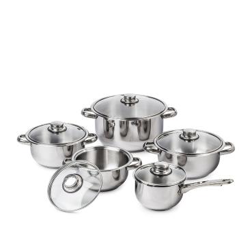 4Home set oale inox cu capac sticlă Destiny, 10 piese