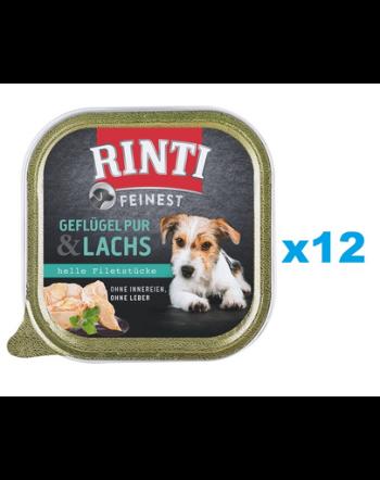 RINTI Feinest Poultry Pure&amp;Salmon pasare si somon pentru caini 12x150 g