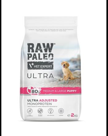 RAW PALEO Ultra Pork Medium&amp;Large Puppy 2kg hrana catei rasa medie si mare, cu porc