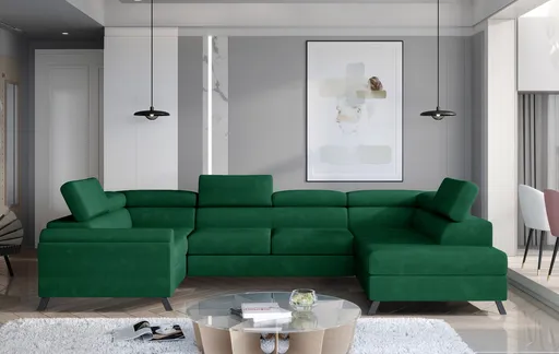 Coltar extensibil dreapta 4 locuri ELTAP, Esc-31, Escada, 336x200x92 cm, lemn/poliester, verde inchis