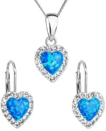 Evolution Group - Pavona Set de bijuterii strălucitoare cu cristale Preciosa 39161.1 & blue opal (cercei, lanț, pandantiv)