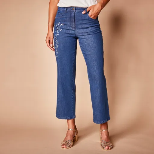 Blugi largi 7/8 cu broderie