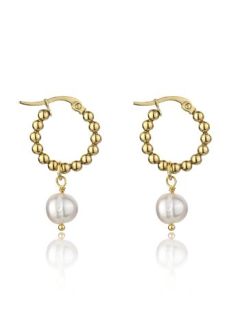 Marc Malone Cercei rotunzi cu perle, design 2 în 1 Willow Gold Earrings MCE23012G