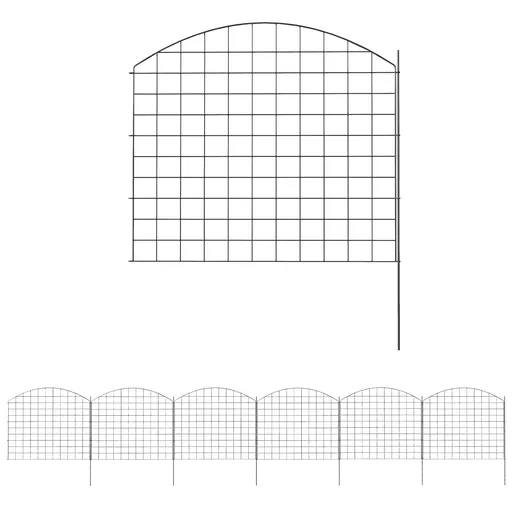 Outsunny Gard de grădină din metal gard decorativ set de 6 pentru legume margine de aleie 460 x 97 cm negru | Aosom Romania