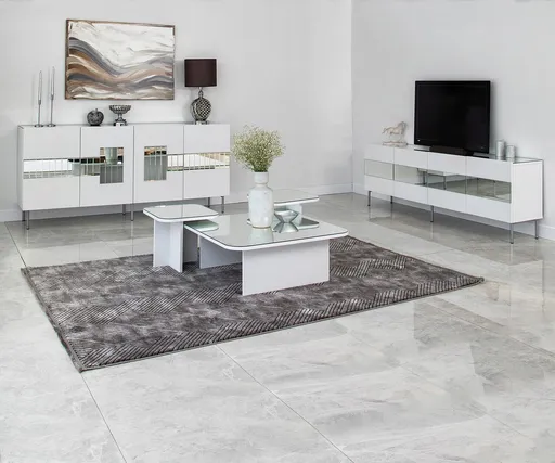 Consola, Hanah Home, Paris, 180x80x40 cm, Alb / Argintiu