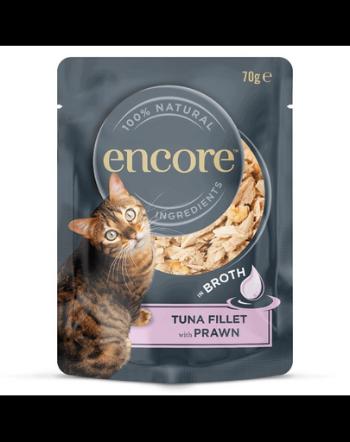 ENCORE Cat hrana umeda in sos pentru pisici 16x70g ton si creveti