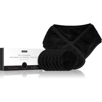 Notino Spa Collection Spa headband and make-up removal pads set set pentru demachiere cu bentiță cosmetică Black 7 buc