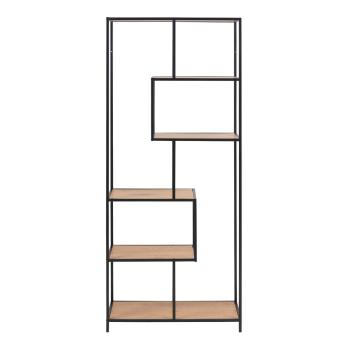 Fekete-natúr színű könyvespolc tölgyfa dekorral 77x185 cm Seaford – Actona