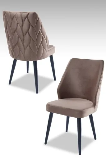 Set scaune 4 piese, Hanah Home, Pufi, PAL, Cappuccino / Negru