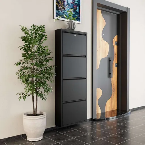 Pantofar, Hanah Home, Locking 4 Piece Metal, 50x136x15 cm, Metal, Negru