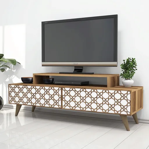Comoda TV, Hanah Home, City, 140x48.8x41.8 cm, Nuc/Alb