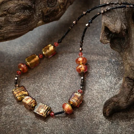 Lampglas Colier din aur 24 de carate in perle Lampglas Inferno Elegance NCU83