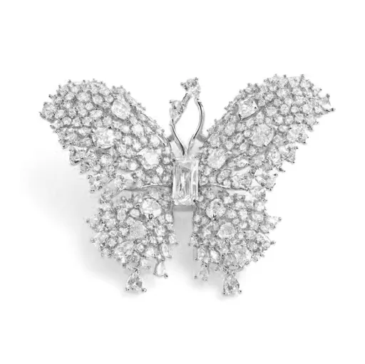 Troli Broșă strălucitoare în formă de fluture Silver