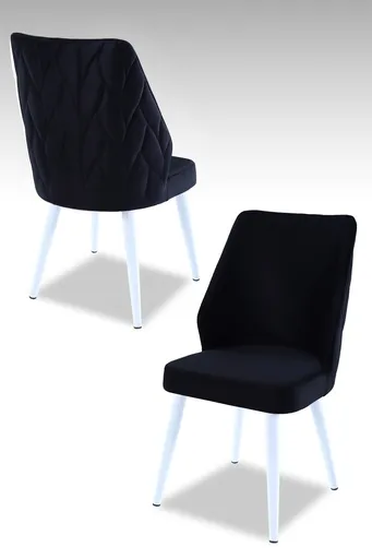 Set scaune 2 piese, Hanah Home, Pufi, PAL, Alb/Negru