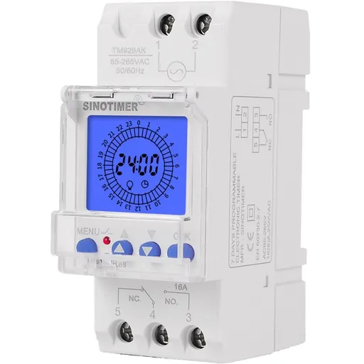Releu digital cu temporizator, Sinotimer, temporizator, intrerupator, programabila, iluminata, 230V, 16A, TM929AKL