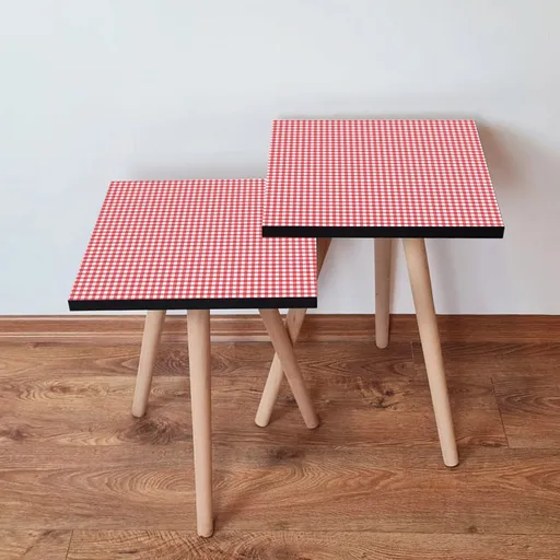 Set masute 2 piese, Hanah Home, 2Shp241, Rosu/Alb