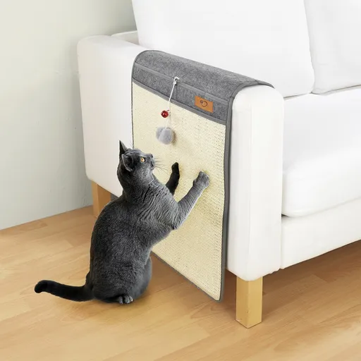 Ansamblu de joaca pisici Cat, Maximex, 45x128 cm, fibre naturale/poliester/polipropilena, antracit/bej