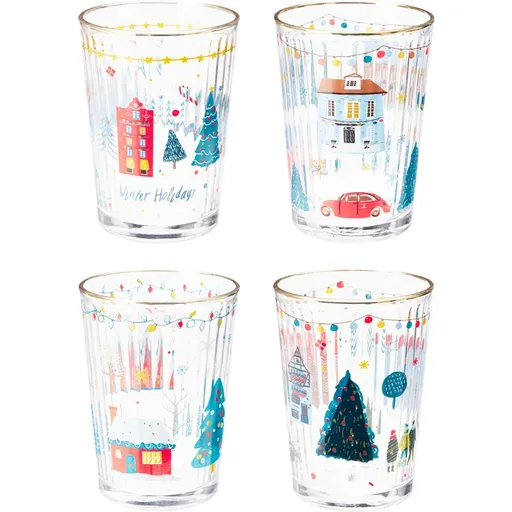 Set de 4 pahare de Crăciun Xmas House 500 ml