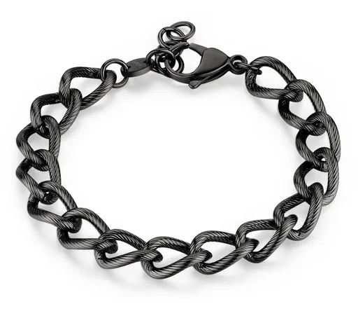 S'Agapõ Brățară neagră stilată din oțel Ripple SRP60