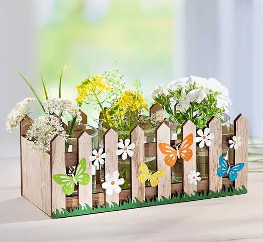 Decorațiune din lemn Grădină cu 3 vaze