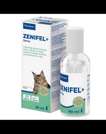 Spray cu efect calmant pentru pisici VIRBAC Zenifel 60 ml feromoni cu adaos de catnip