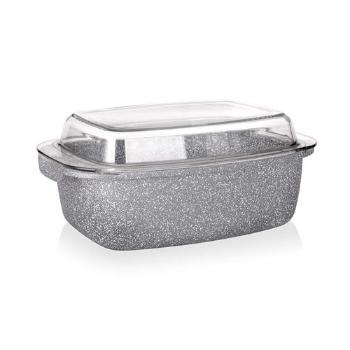 Tavă suprafața antiaderentă Banquet Granite,  32,5 x 21 x 11 cm, 5,7 l, capac de sticlă