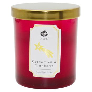 Lumânare Arome în sticlă colorată cu capac,Cardamom &amp; Cranberry, 125 g