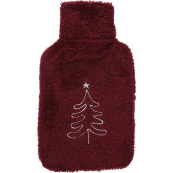 Termofor cu husă de blăniță Christmas tree roșu, 33 x 19 cm