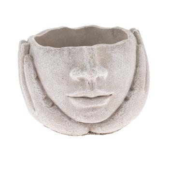 Capac pentru oală din beton Cap în mâini gri, 15 x11 cm