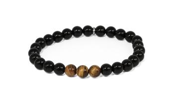 Agato Brățară din perle de onix și ochi de tigru MINK141/21