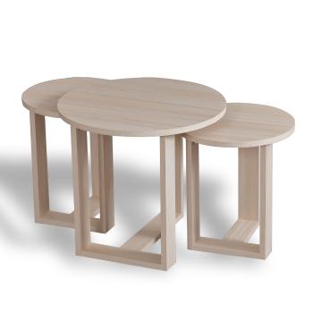 Masă pliantă Mira Oak, 3 buc, maro deschis