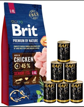 BRIT Premium By Nature Senior Large Extra Large L+XL 15 kg + hrana in sos 6x1240 g