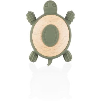 Zopa Silicone Wooden Teether Turtle jucărie pentru dentiție 0 m+ Forest Green 1 buc