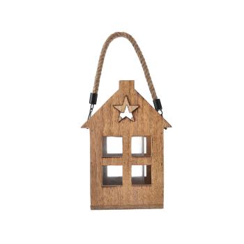 Felinar din lemn de mango 4Home Shining Star, 18 x 15 x 25 cm