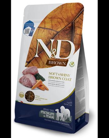 FARMINA N&amp;D Brown Dog Adult Medium Maxi Lamb, Spirulina, Carrot 2 kg Mancare uscata caine adult, cu bana maro
