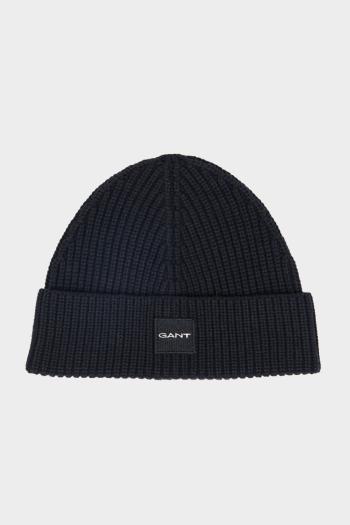 SAPKA GANT UNISEX. COTTON RIB KNIT BEANIE BLACK