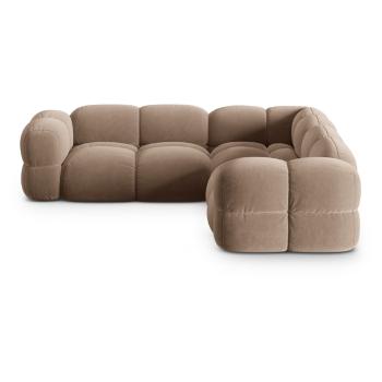 Barna bársony sarokkanapé Loretto – Cosmopolitan Design