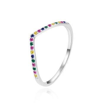 Agato Inel elegant din argint cu zirconii colorate AGT-R58C 54 mm