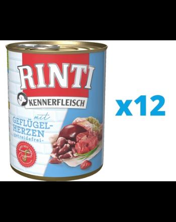 RINTI Kennerfleisch Poultry Hearts hrana umeda 12 x 800 g pentru caini, cu inimi de pasare