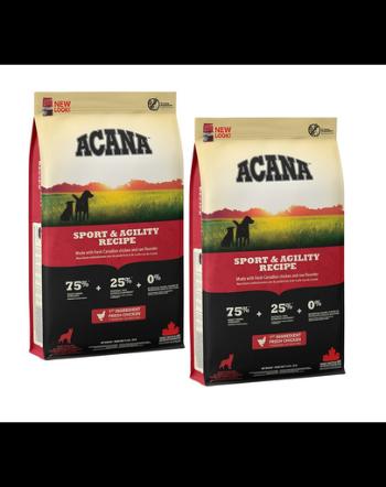 ACANA Adult Sport Agility hrana uscata pentru caini activi, foarte activi 22,8 kg (2 x 11,4 kg)