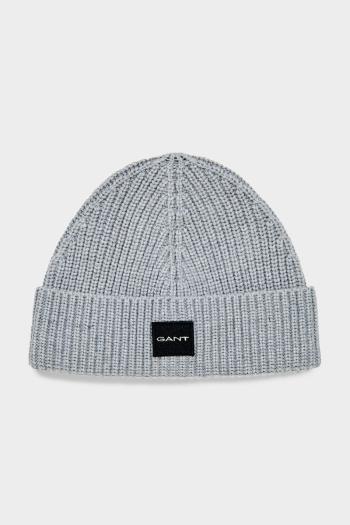 SAPKA GANT UNISEX. COTTON RIB KNIT BEANIE GREY MELANGE