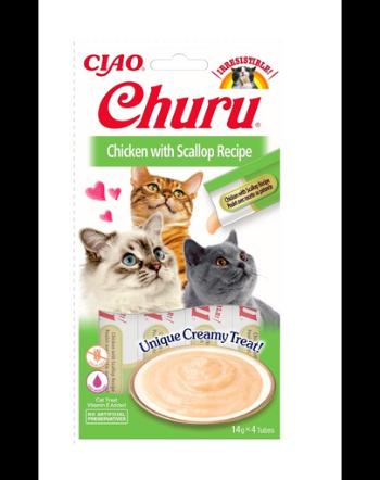 INABA Churu Cat Recompensa pentru pisici, piure de pui si scoici 56 g