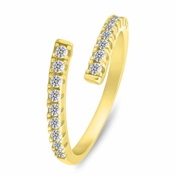 Brilio Silver Inel deschis placat cu aur fin cu zircon cubic RI144Y 60 mm