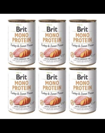 BRIT Mono Protein Turkey &amp; Sweet Potato 6x400 g hrana monoproteica pentru caini, curcan si cartof dulce